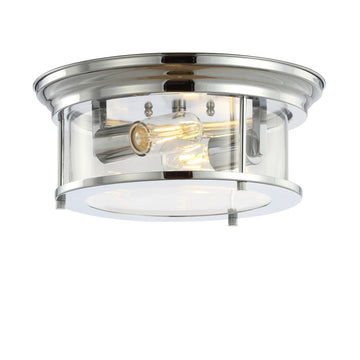 Lauren 13.25" Metal/Glass LED Flush Mount - JONATHAN Y